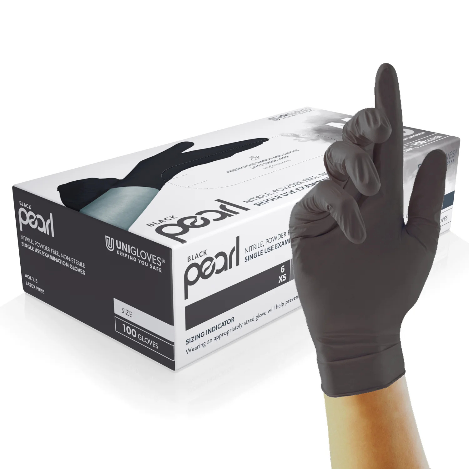 Unigloves Black Nitrile Powder Free Gloves Small