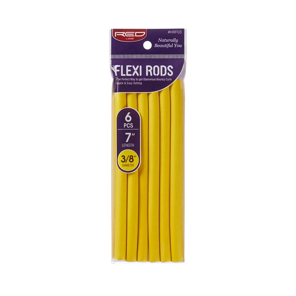 Red by Kiss Flexi Rods 7in x 3/8in Yellow 6pc HRF03