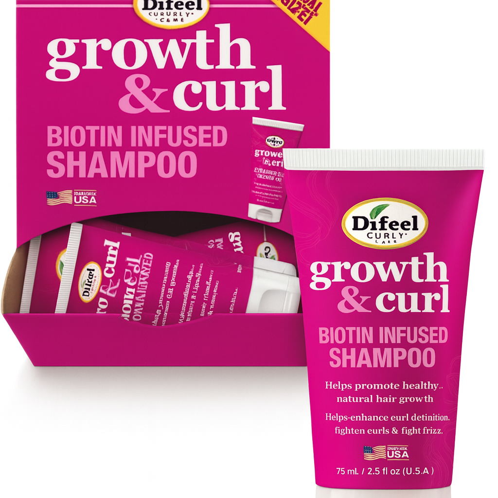 Difeel Growth and Curl Biotin Infused Shampoo 2.5oz
