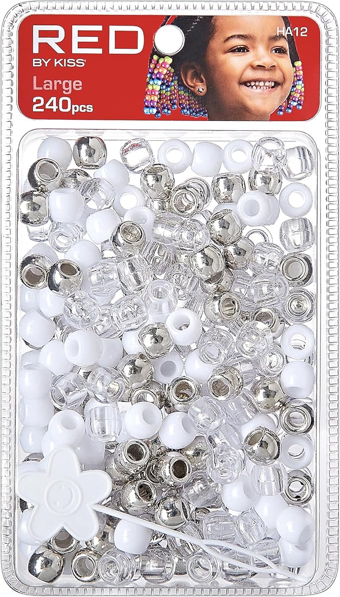 Red by Kiss Hair Beads Large Silver Assorted 240pc HA12
