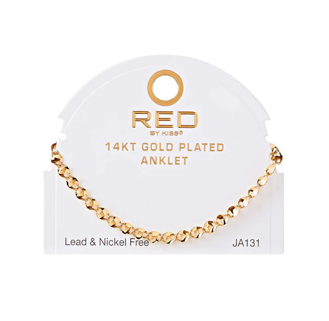 Red by Kiss 14kt Gold Plated Anklet KY Anchor 4mm JA131