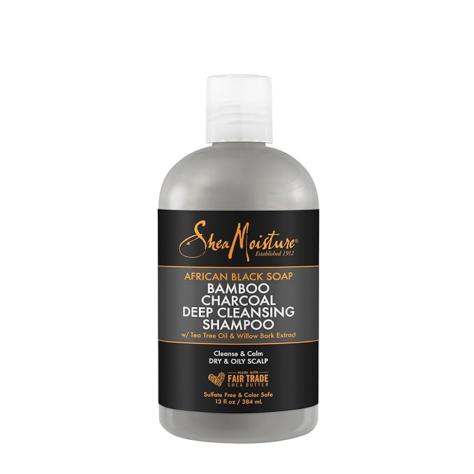 Shea Moisture African Black Soap Bamboo Charcoal Deep Cleansing Shampoo 13oz