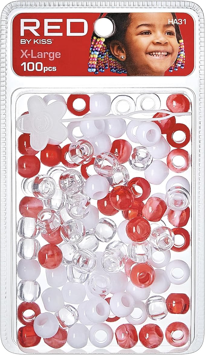 Red by Kiss Hair Beads X Large Red Ombre 100pc HA31