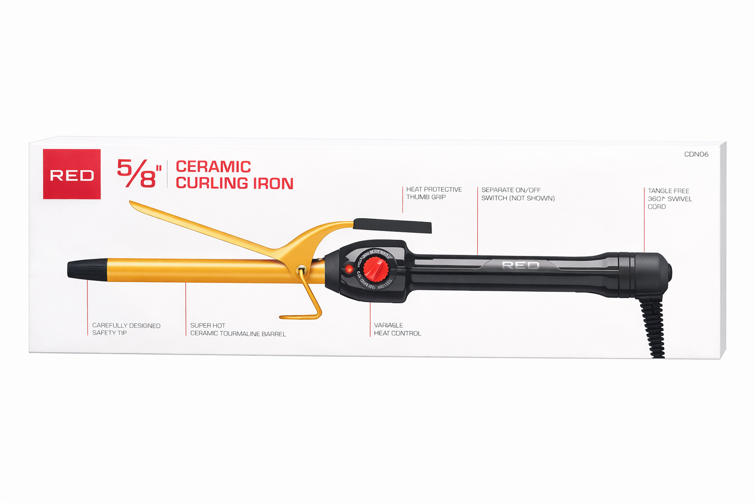 Red by Kiss Ceramic Curling Iron 5/8''