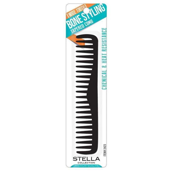 Stella Collection Wide Tooth Bone Tapered Comb - 2423