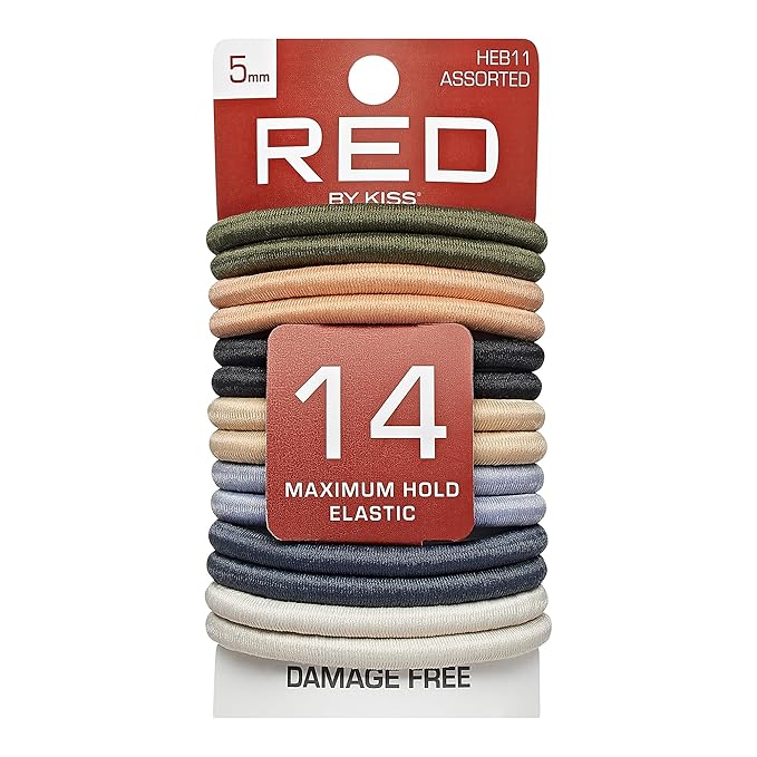 Red by Kiss Elastic Hair Bands 14pc 5mm Assorted Nude Colours HEB11
