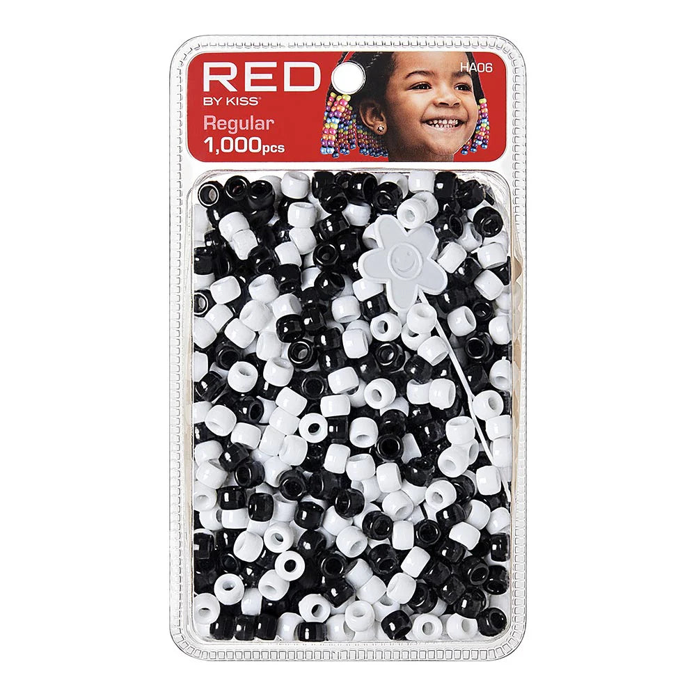 Red by Kiss Hair Beads Regular Black White 1000pc HA06