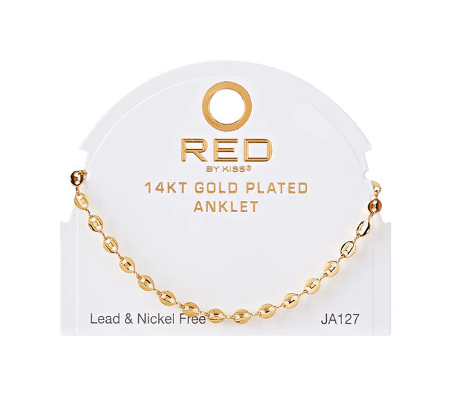 Red by Kiss 14kt Gold Plated Anklet Mariner 4mm JA127