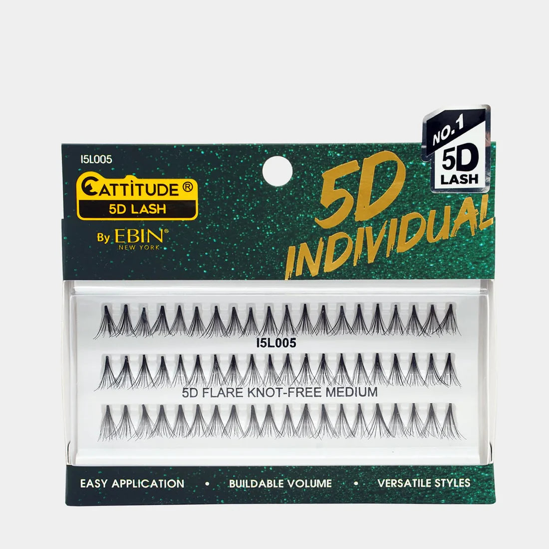 EBIN Cattitude Eyelashes Individual 5D - Flare Knot Free Medium I5L005