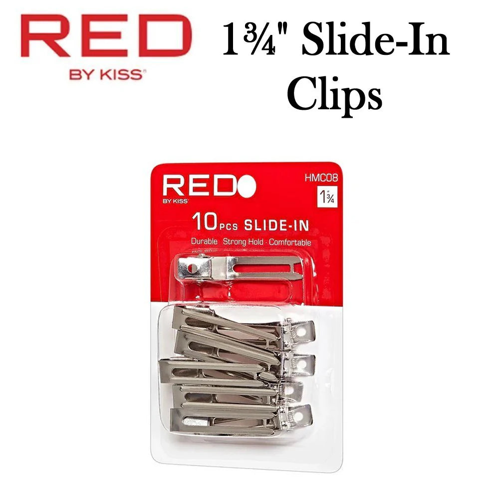 Red by Kiss Slide in Clips 10pc 1.75in HMC08