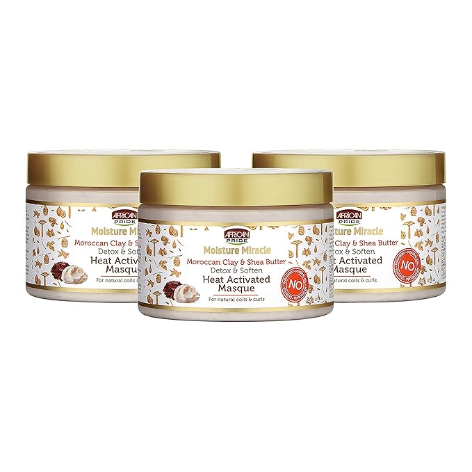 African Pride Moisture Miracle Clay and Shea Butter Heat Masque 12oz