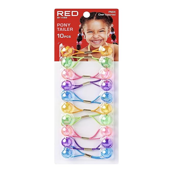 Red by Kiss Hair Tie Bobbles Clear Assorted Colours 10pc PN04