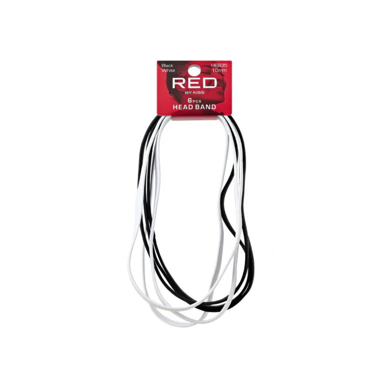 Red by Kiss Headbands 6pc 10mm Black and White HEB35
