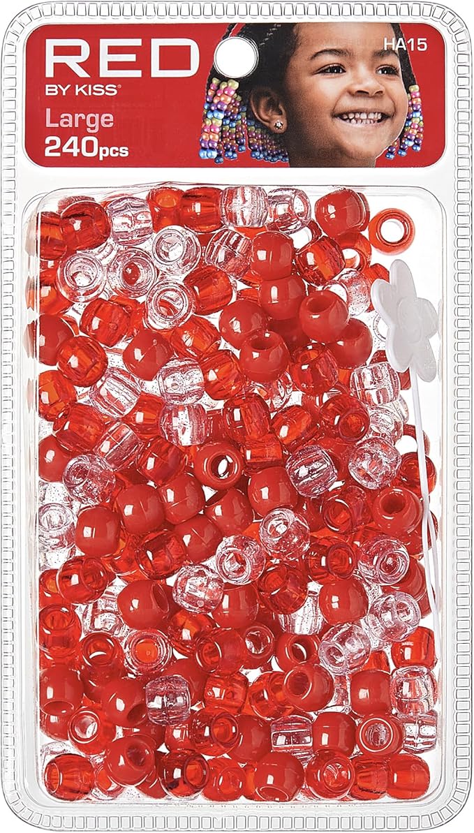 Red by Kiss Hair Beads Large Red 240pc HA15