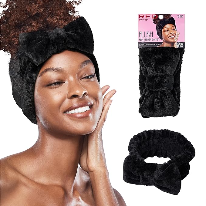 Red by Kiss Plush Spa Headband Black HQ99