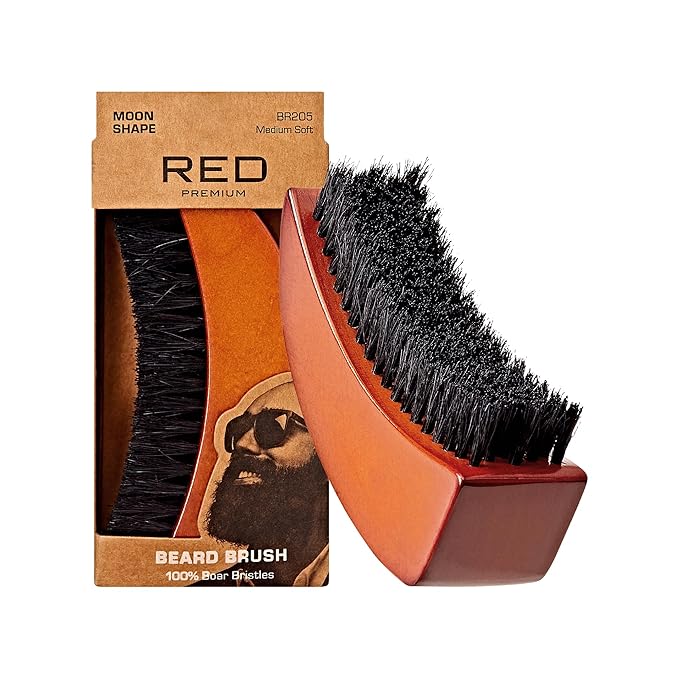 Red by Kiss Premium Beard Brush Moon Shape BR205