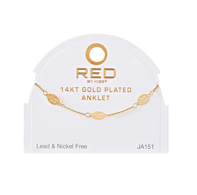 Red by Kiss 14kt Gold Plated Anklet Leaf JA151
