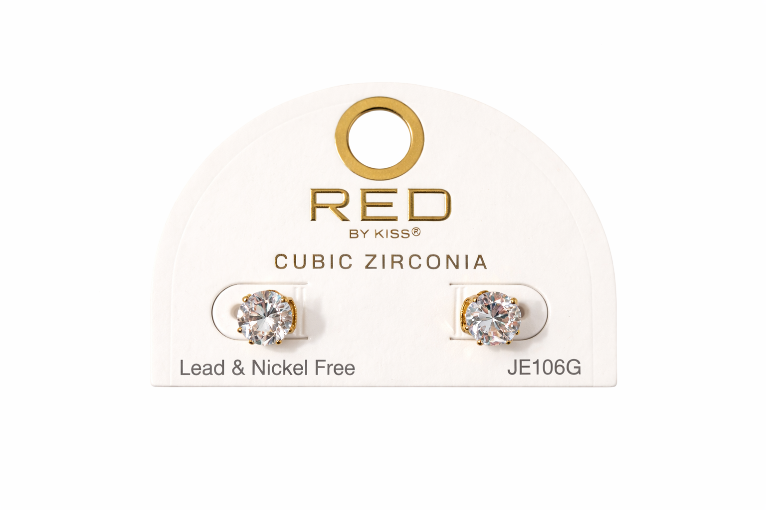Red by Kiss Cubic Zirconia Earrings Round 8mm JE106G