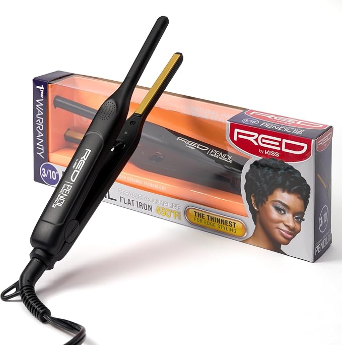 Red by Kiss Pencil Ceramic Tourmaline Flat Iron 3/10''