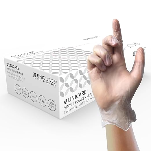 Unigloves Clear Vinyl Powder Free Gloves Large