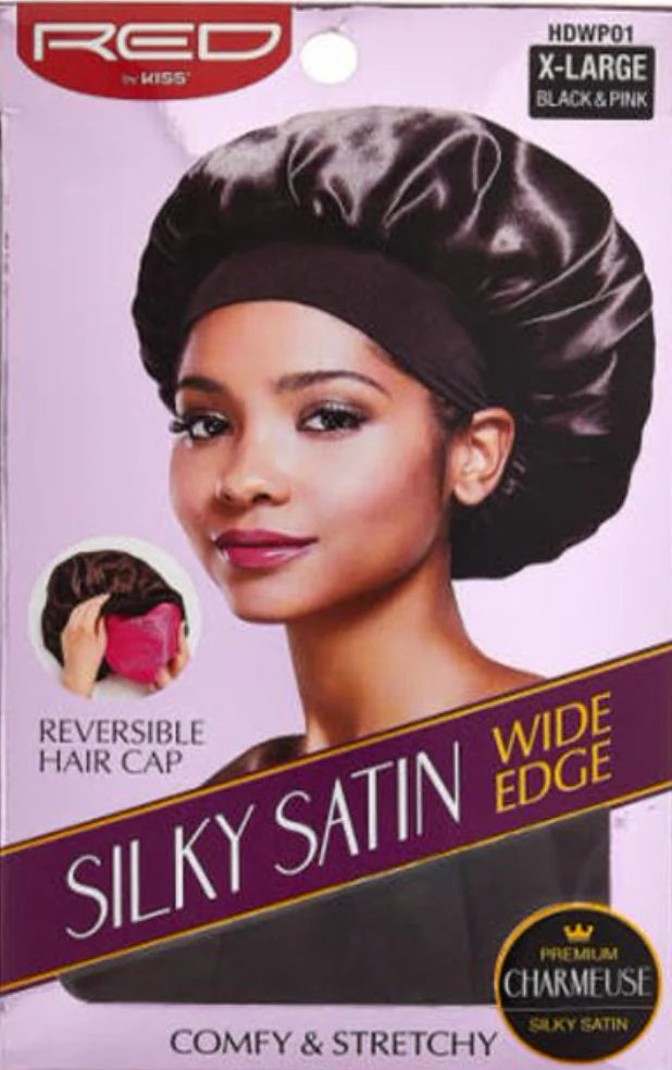 Red by Kiss Wide Edge Silky Satin Cap X Large Black HDWP01