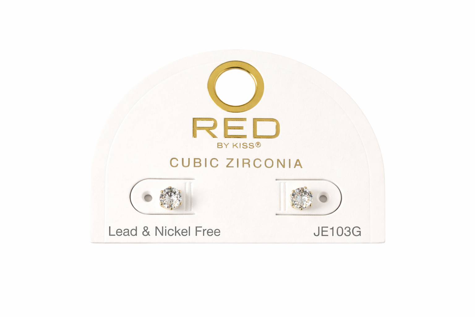 Red by Kiss Cubic Zirconia Earrings Round 5mm JE103G