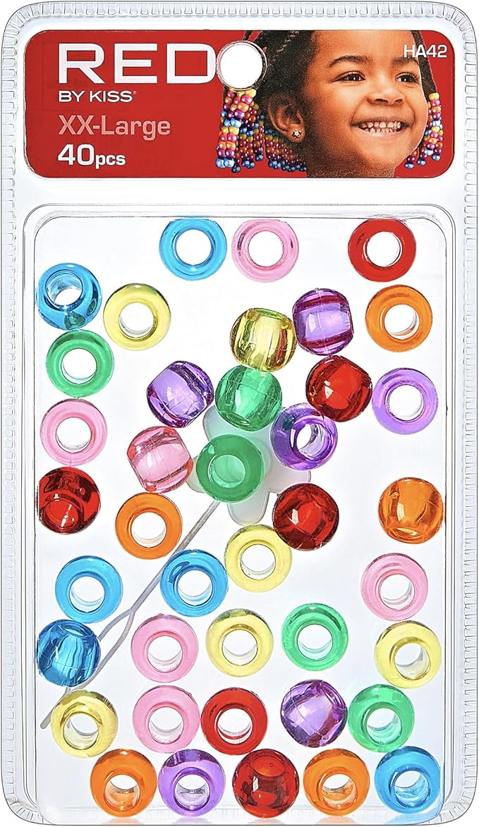 Red by Kiss Hair Beads XX Large Clear Assorted 40pc HA42