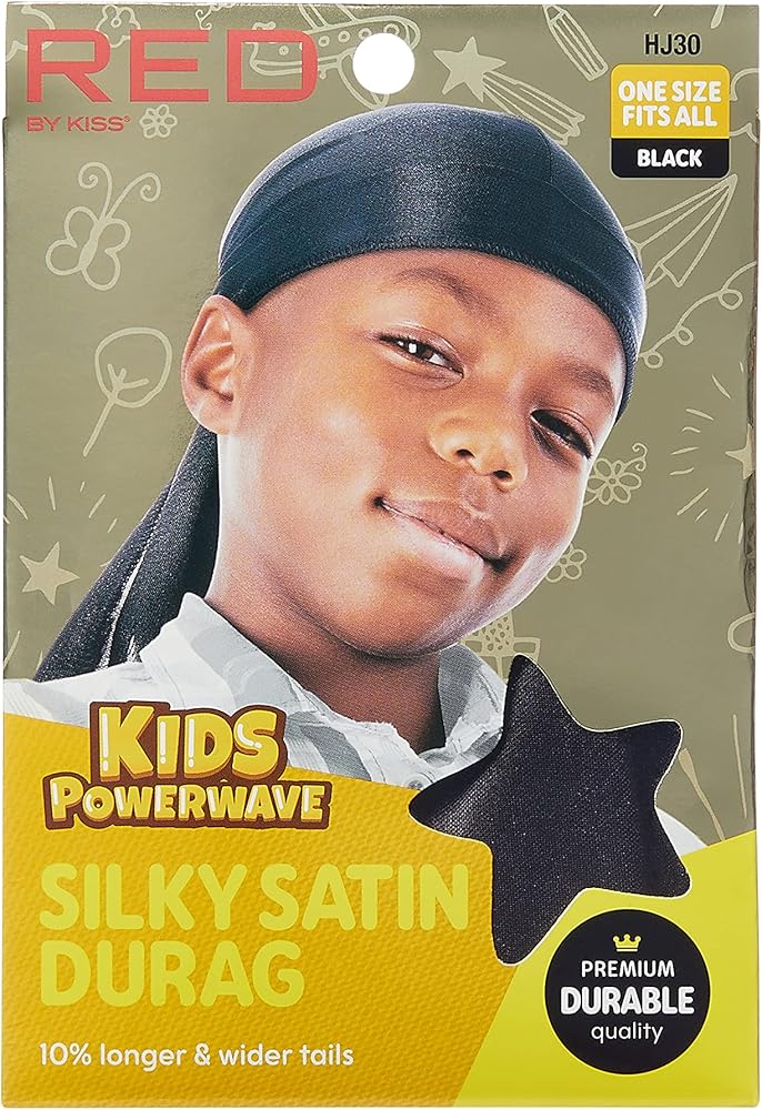 Red by Kiss Kids Powerwave Silky Satin Durag Black HJ30