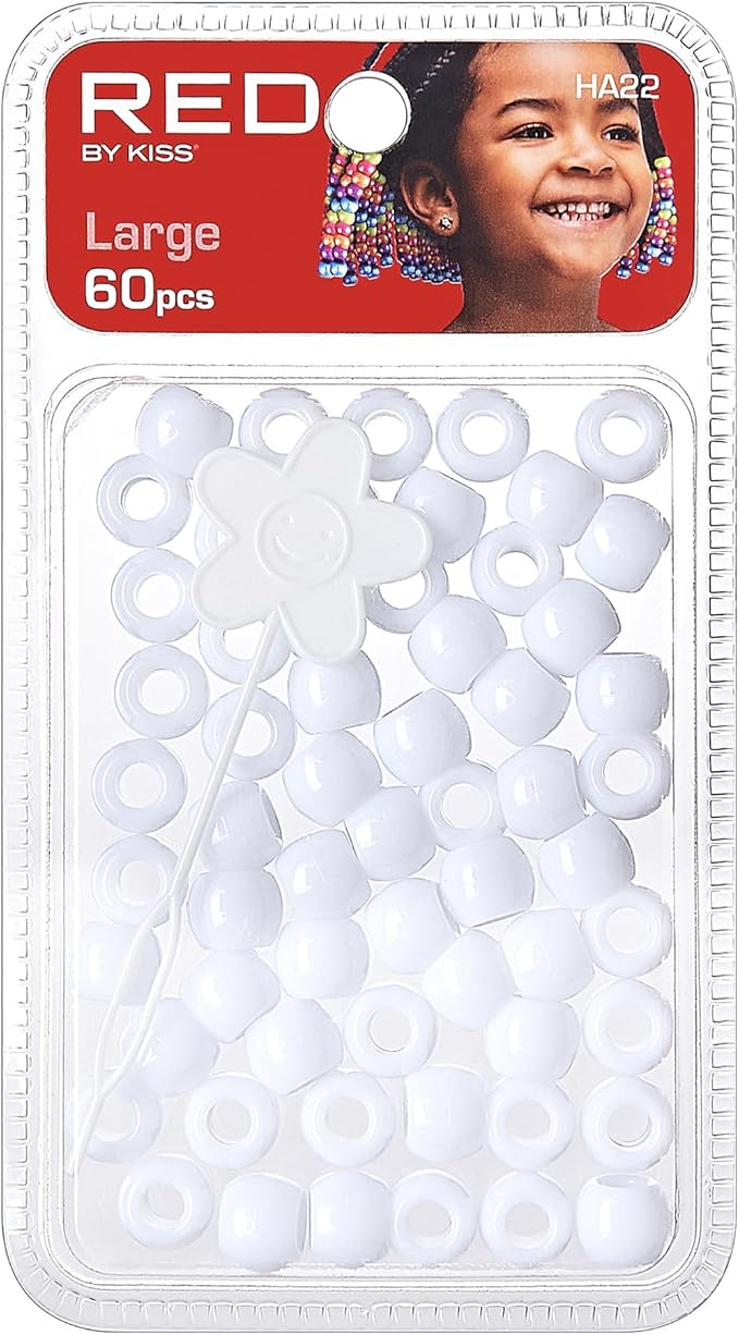 Red by Kiss Hair Beads Large White 60pc HA22