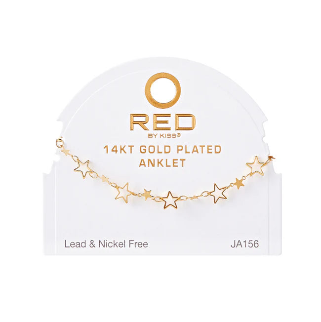 Red by Kiss 14kt Gold Plated Anklet Linked Star JA156