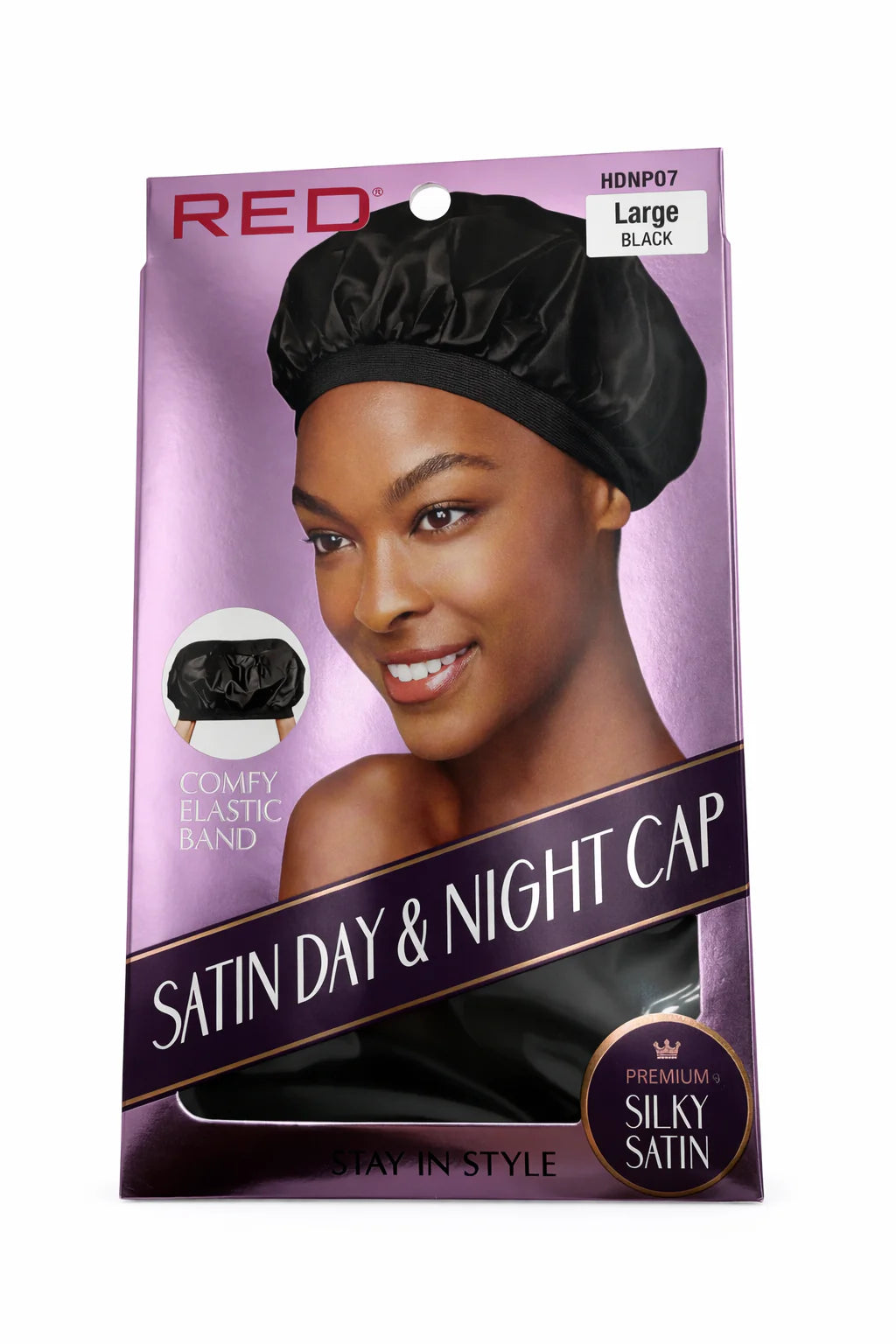 Red by Kiss Satin Day & Night Cap Large Black HDNP07