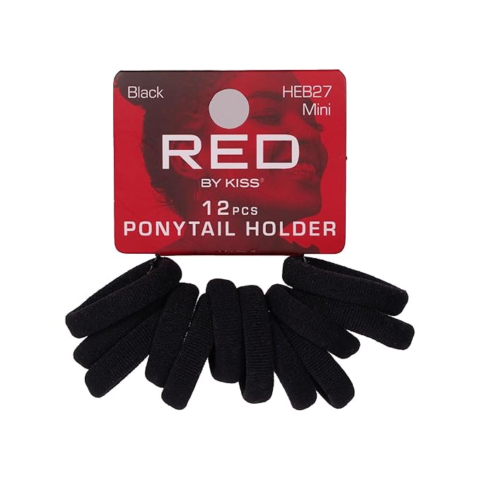 Red by Kiss Ponytail Holder Mini 12pc Black HEB27