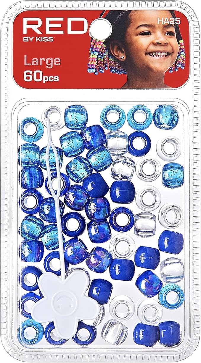 Red by Kiss Hair Beads Large Blue Assorted 60pc HA25