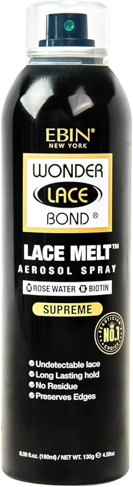 EBIN Wonder Lace Bond Lace Melt Aerosol Spray Supreme with Rose Water 180ml
