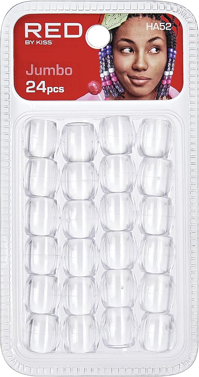 Red by Kiss Hair Beads Jumbo Clear 24pc HA52