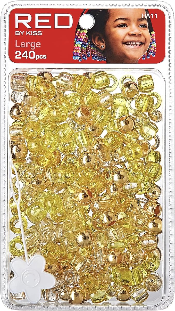 Red by Kiss Hair Beads Large Gold Assorted 240pc HA11