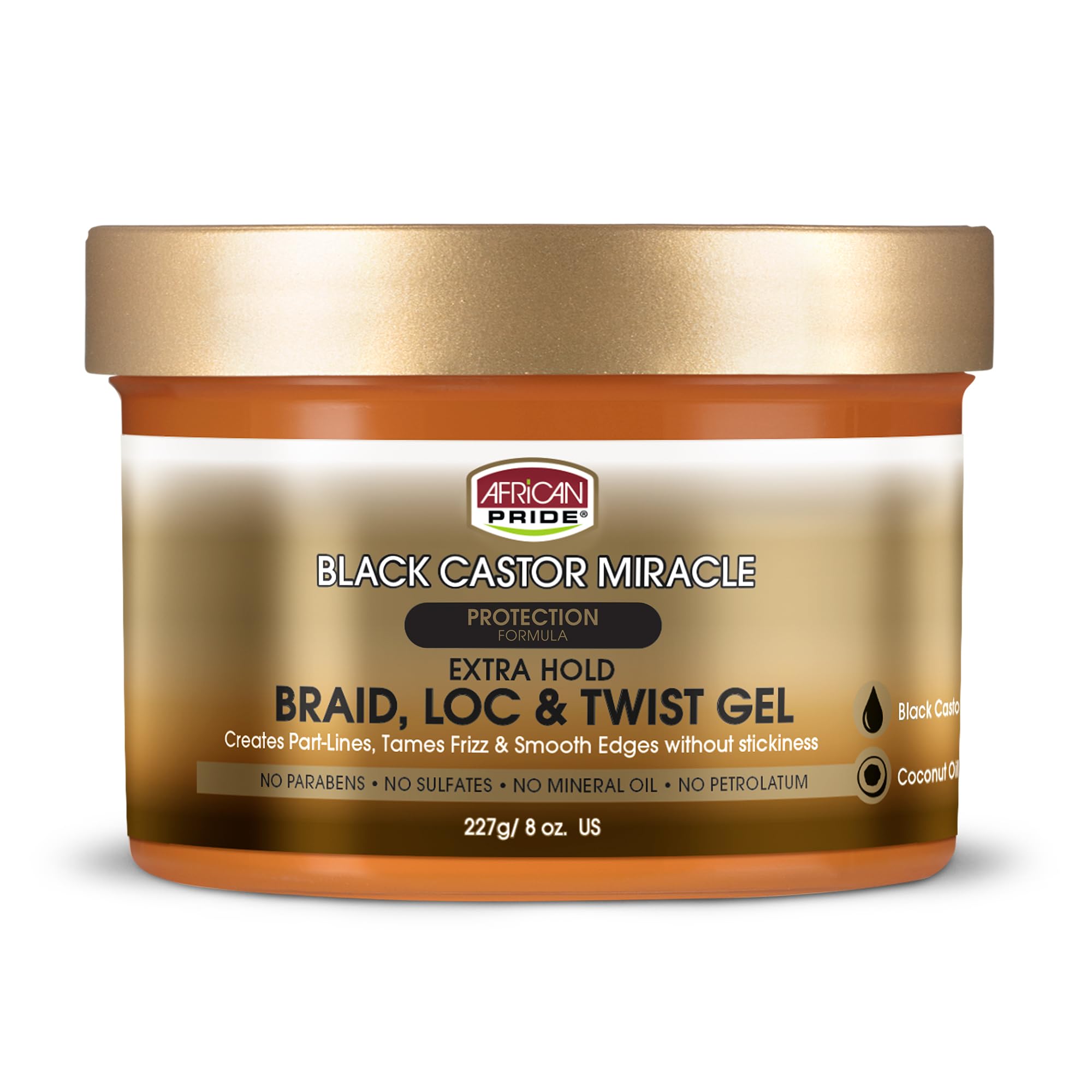 African Pride Black Castor Miracle Braid Loc and Twist Gel 8oz