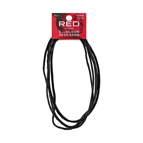 Red by Kiss Silicon Headbands 5pc 10mm Black HEB36