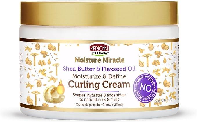 African Pride Moisture Miracle Shea Butter and Flaxseed Oil  Curling Cream 12oz