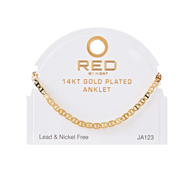 Red by Kiss 14kt Gold Plated Anklet Anchor 4mm JA123