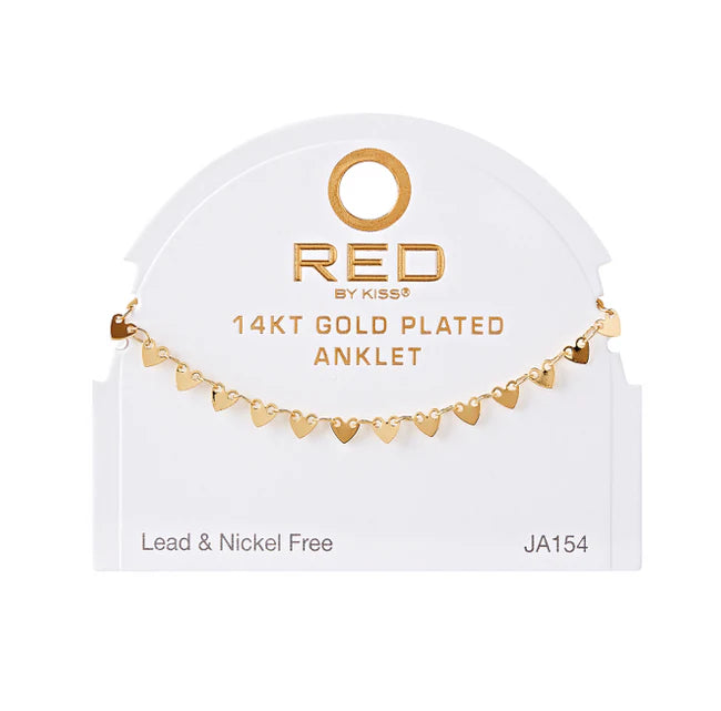 Red by Kiss 14kt Gold Plated Anklet Flat Heart JA154