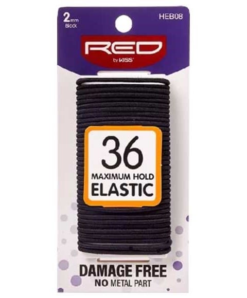 Red by Kiss Elastic Hair Bands 36pc 2mm Black HEB08