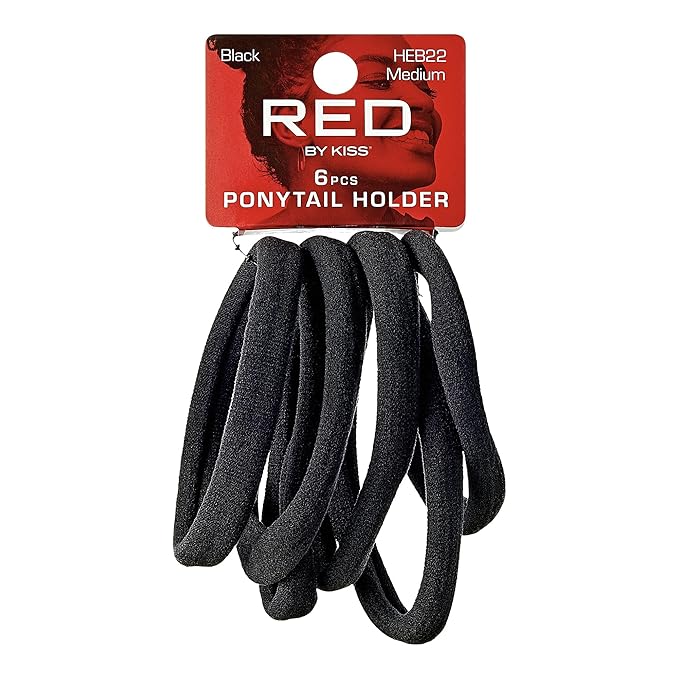 Red by Kiss Ponytail Holder Medium 6pc Black HEB22