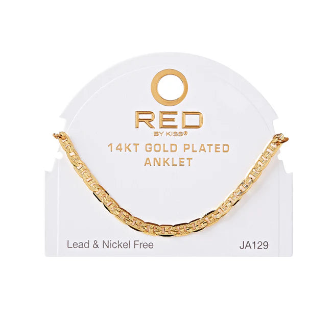 Red by Kiss 14kt Gold Plated Anklet Anchor TX 4.6mm JA129