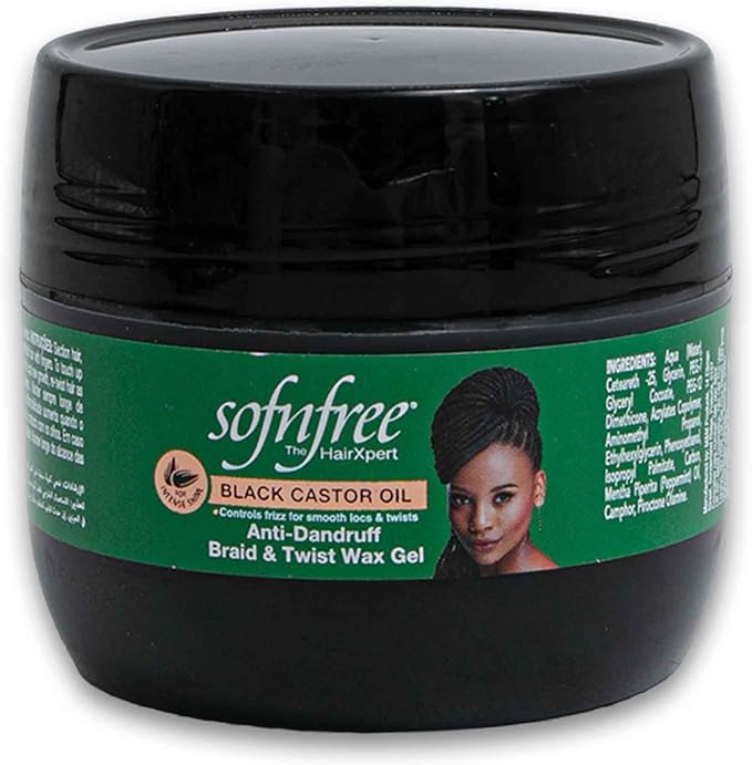 Sof n Free Black Castor Oil Anti Dandruff Braid Twist Wax Gel 125ml