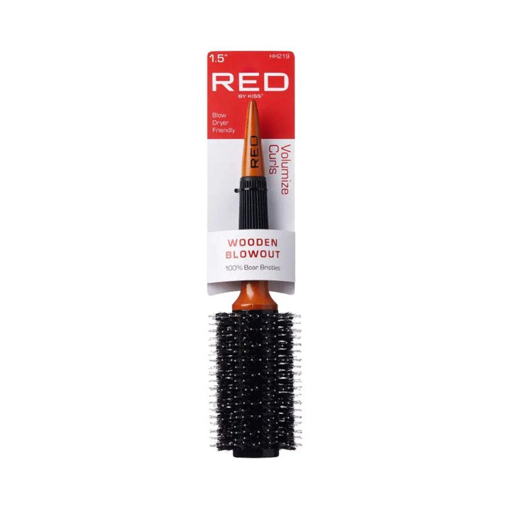 Red by Kiss Wooden Blowout Round Boar Brush 1.5in HH219