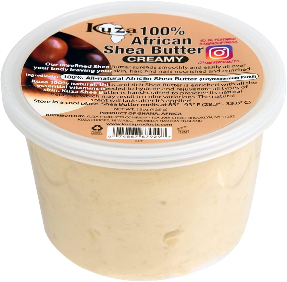 Kuza 100% Pure African Shea Butter White Creamy 15oz