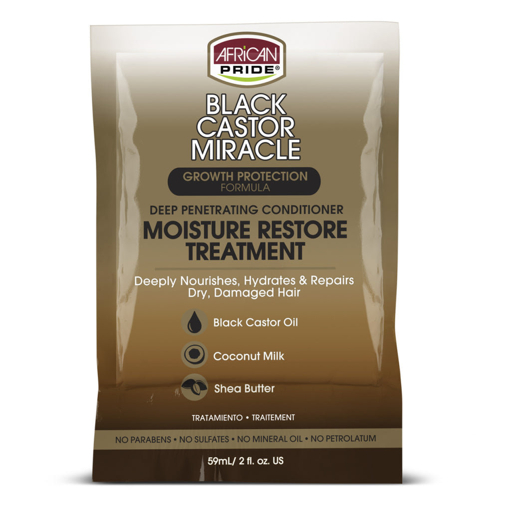 African Pride Black Castor Miracle Moisture Restore Treatment Sachet 2oz