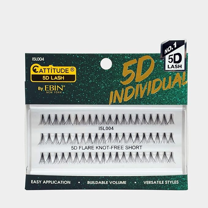 EBIN Cattitude Eyelashes Individual 5D - Flare Knot Free Short I5L004
