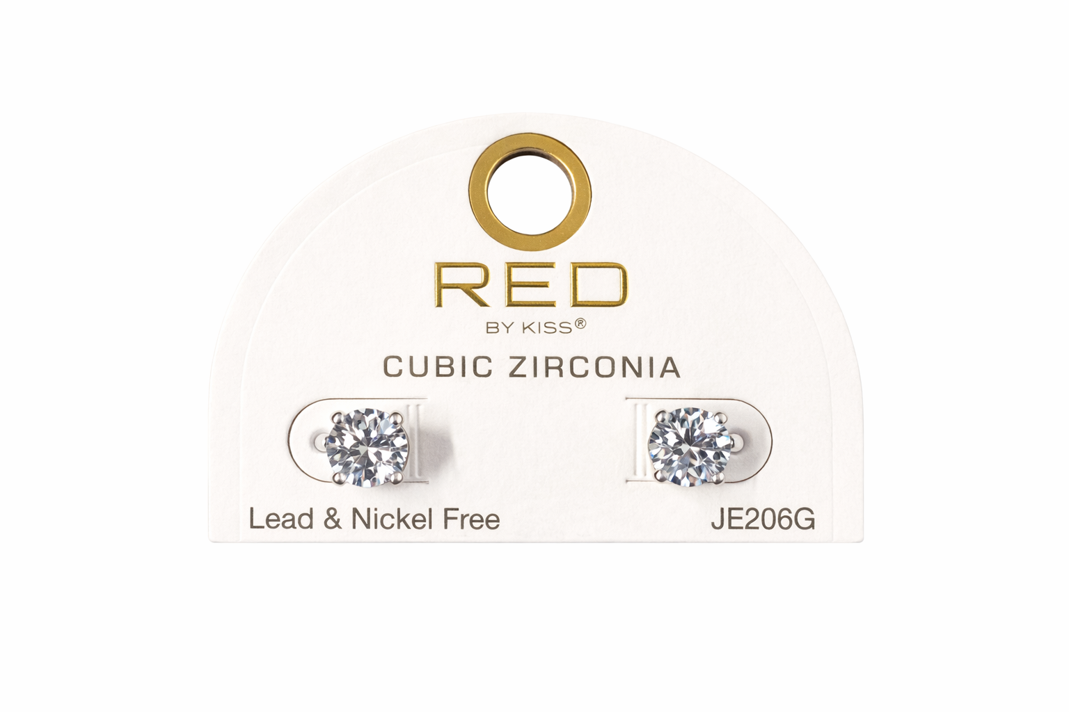 Red by Kiss Cubic Zirconia Earrings Round 8mm JE206G